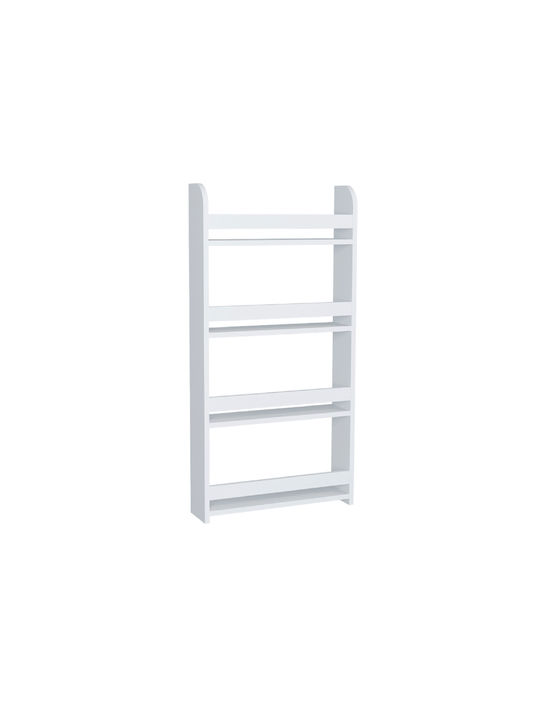 Kids Wooden Bookcase White 60x15x120cm