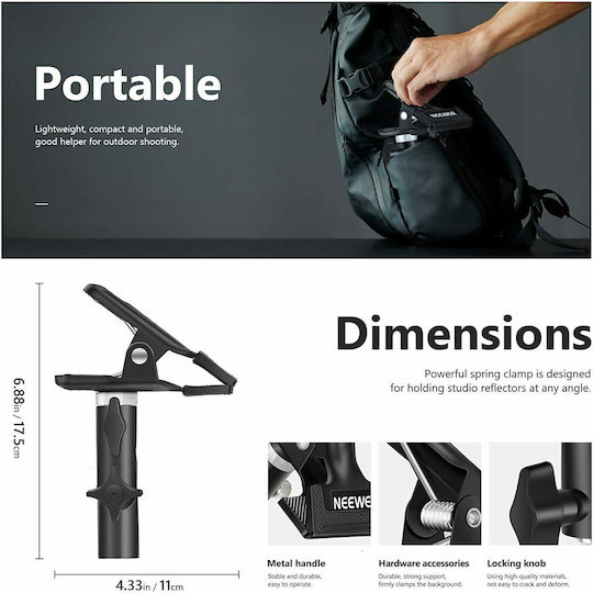 Neewer 1 Pack Photo Studio Heavy Duty Metal Clamp Holder Cold Shoe Adapter 90095592