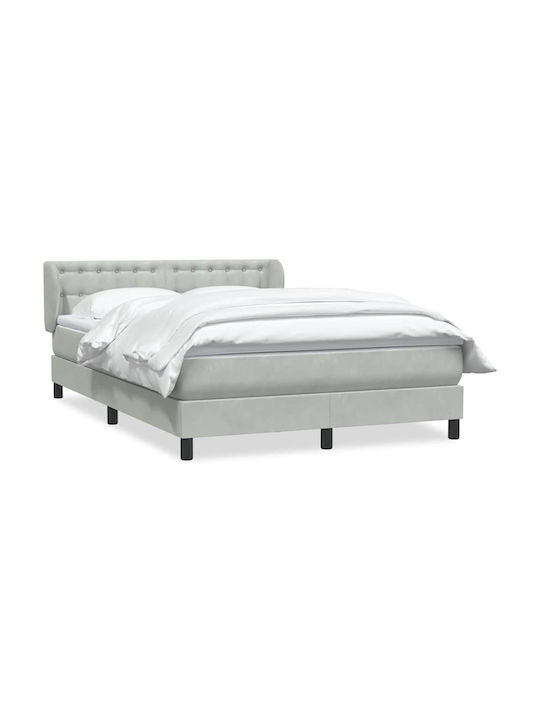 Doppelbett mit Stoff in Hellgrau mit Lattenrost & Matratze 160x210cm