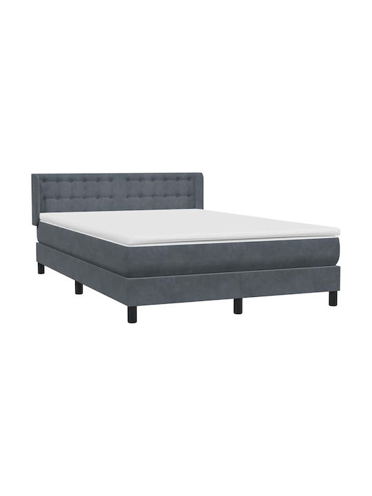 Doppelbett Bezogen mit Stoff Dunkelgrau mit Lattenrost & Matratze 160x210cm