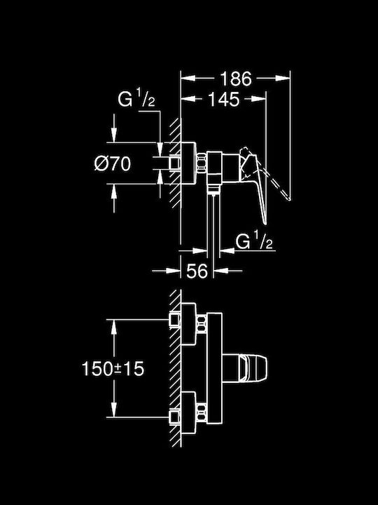 Grohe Αναμεικτική Μπαταρία Ντουζιέρας Μαύρη Grohe Αναμεικτική Μπαταρία Ντουζιέρας Μαύρη