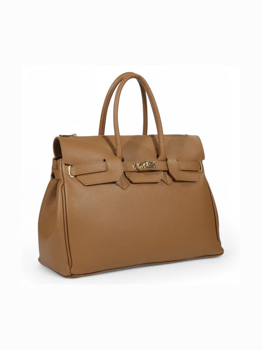 Passaggio Leather Leather Women's Bag Tote Hand Tabac Brown