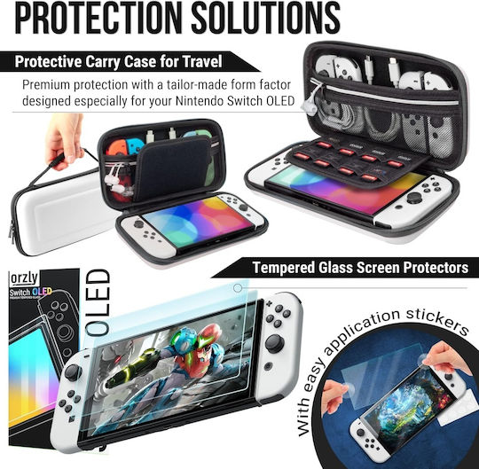Orzly Accessory Pack Συμβατό Κονσόλα Oled Nintendo Switch Μη Συμβατό Έκδοση 2017 Ultimate Geek Pack Θήκη Προστατευτικό Οθόνης Άλλα