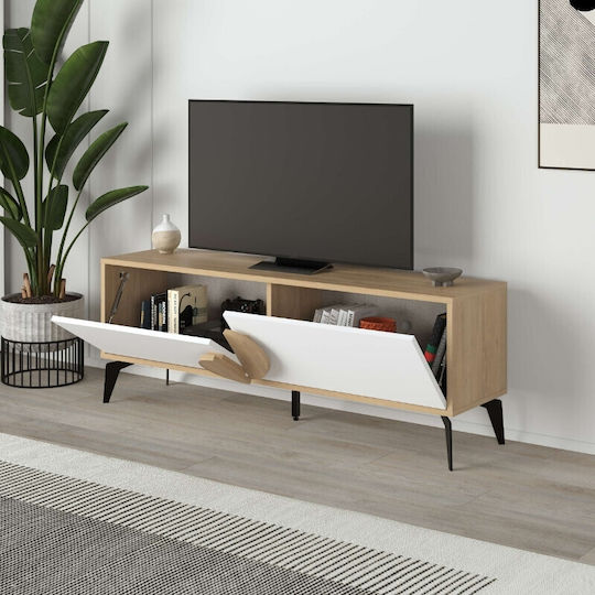 Έπιπλο Τηλεόρασης Gora Sapphire Oak - Λευκό Μ140xΠ35.6xΥ51cm