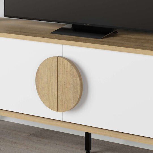 Έπιπλο Τηλεόρασης Gora Sapphire Oak - Λευκό Μ140xΠ35.6xΥ51cm