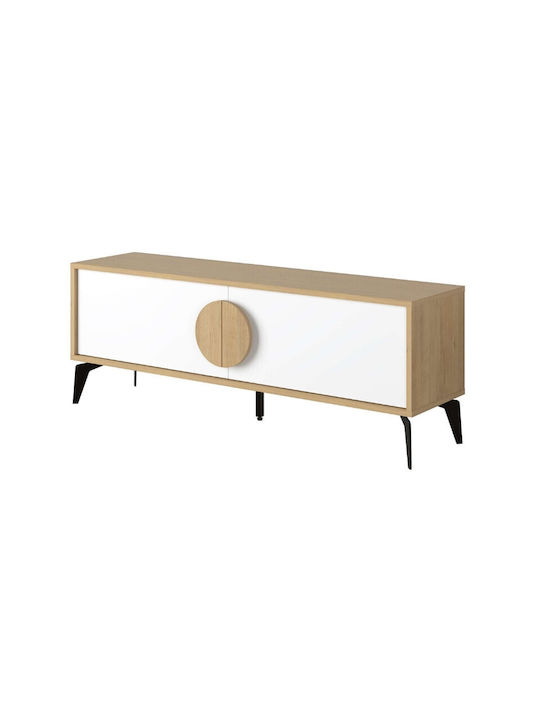 Телевизионно Мебелче Gora Sapphire Oak - Бяло Д140xДл35.6xВ51см