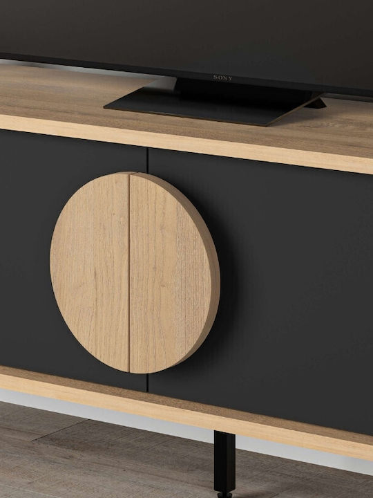 Έπιπλο Τηλεόρασης Gora από Μέταλλο & Ξύλο Sapphire Oak - Silky Black Μ140xΠ35.6xΥ51cm