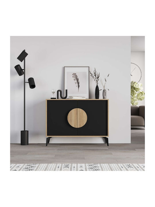 Sideboard Gora made of Wood & Metal Sapphire Oak - Silky Black 110x40x82cm