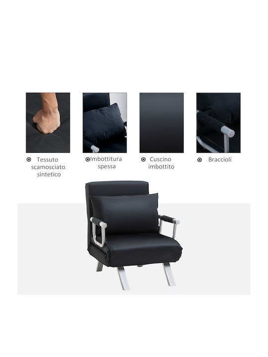 Schlafsessel Black Velvet-Black Metal 65x77x80cm