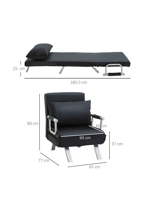 Schlafsessel Black Velvet-Black Metal 65x77x80cm