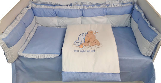 Beboulino Baby Crib Bedding Set Sweet Sleep 7pcs Blue