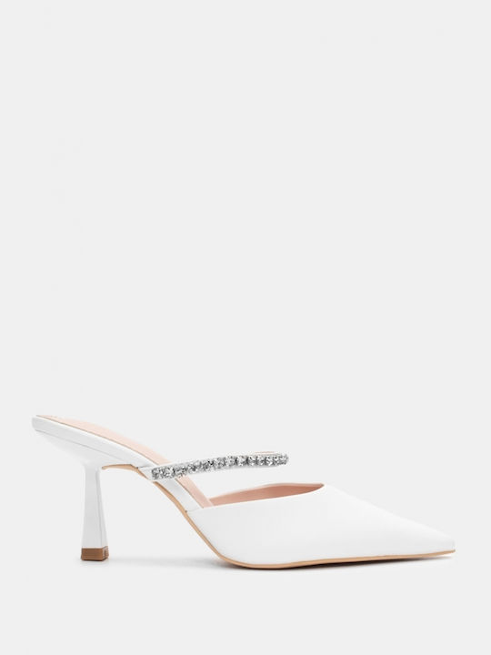 Luigi Heel Mules White