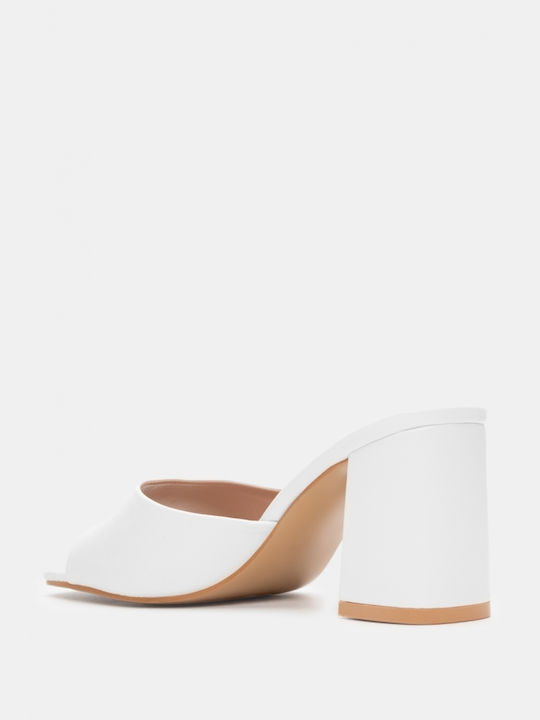 Luigi Heel Mules White