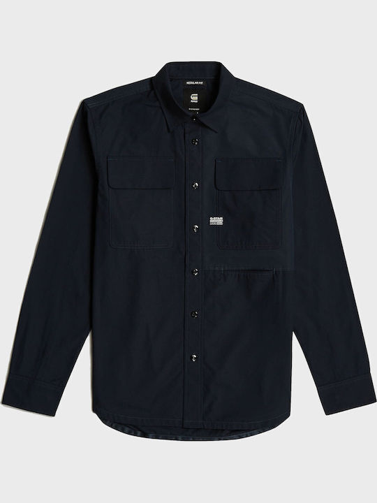 Langärmlig Baumwolle Hemd Blue