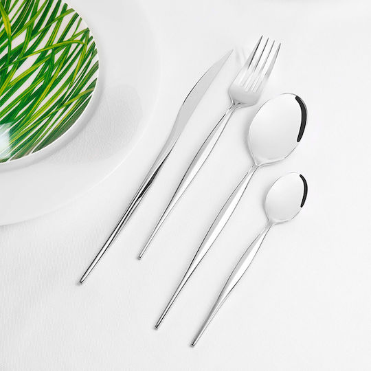 Casa Bugatti Natura Set de Tacâmuri Inoxidabil Gri 24buc