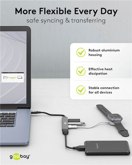 Goobay USB 3.2 4 Port Hub with USB-C Connection Gray