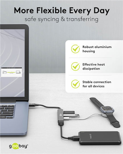 Goobay USB 3.2 4 Port Hub with USB-A Connection Gray