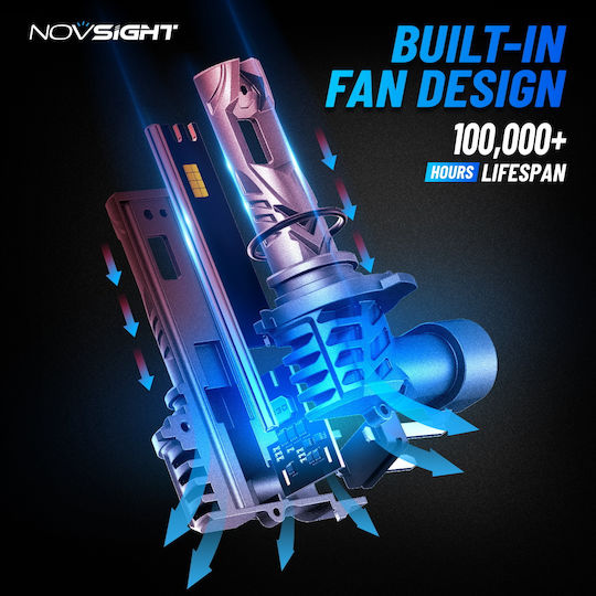 NovSight Λάμπες Αυτοκινήτου & Μοτοσυκλέτας HB4-9006 LED 6500K Ψυχρό Λευκό 12-24V 60W 2τμχ