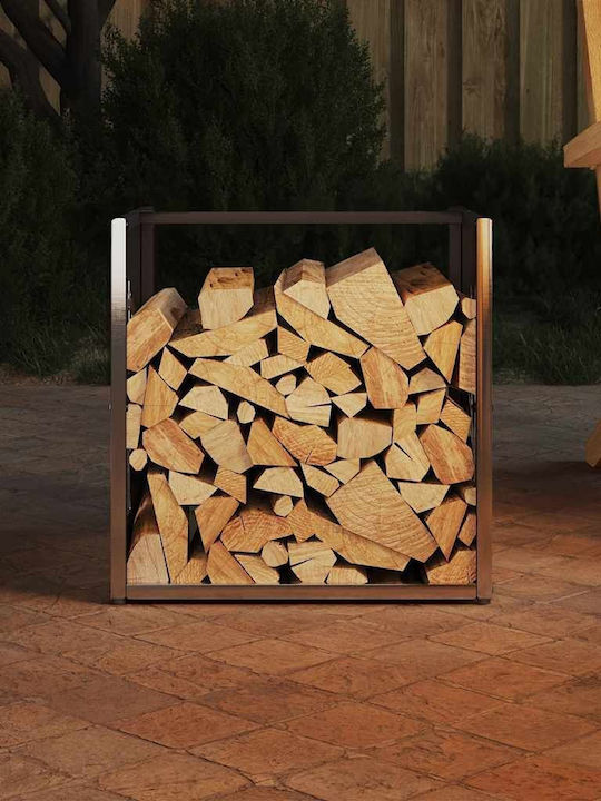 vidaXL Inox Ράφι Αποθήκευσης Ξύλων 40x40x40cm Ασημί