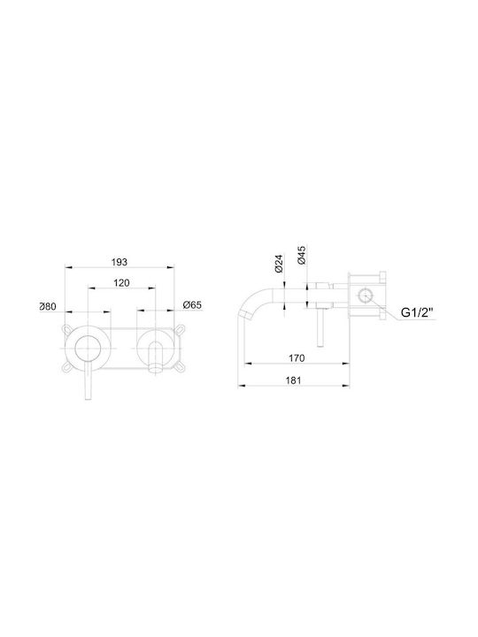 Interflex Built-in Faucet Mixer for for Bathroom Sink Bronze
