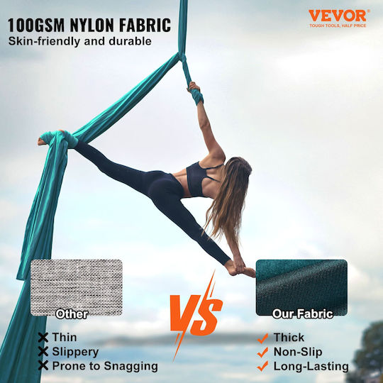 Vevor Aerial Silk & Yoga Swing 8.7 Yards Aerial Yoga Hammocks Kit 100gsm Nylon Fabric Full Rigging Hardware & Easy Set-up Guide Antigravity Flying All Levels Fitness Bodybuilding Green