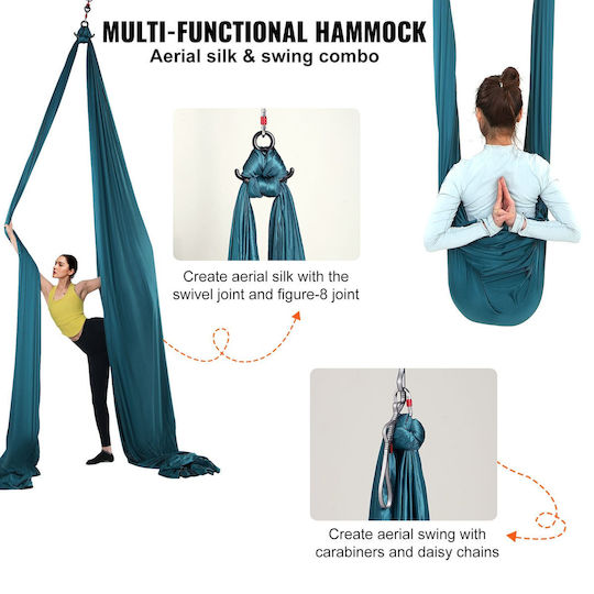 Vevor Aerial Silk & Yoga Swing 8.7 Yards Aerial Yoga Hammocks Kit 100gsm Nylon Fabric Full Rigging Hardware & Easy Set-up Guide Antigravity Flying All Levels Fitness Bodybuilding Green
