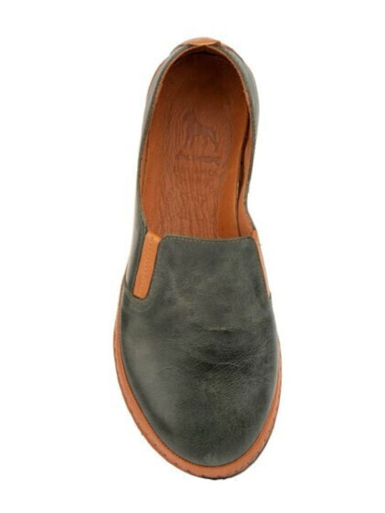 Ανατομικά Γυναικεία Slip-On Δερμάτινα Χακί