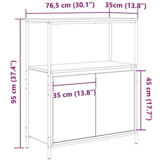 vidaXL Cabinet de baie L76.5xA35xÎ95cm Negru
