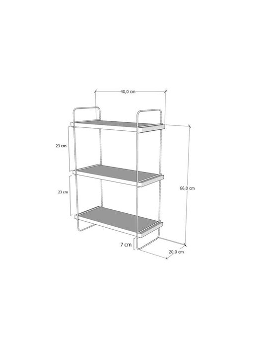 Επιτοίχια Ραφιέρα Μπάνιου Μεταλλική 40x20x66cm Μαύρη