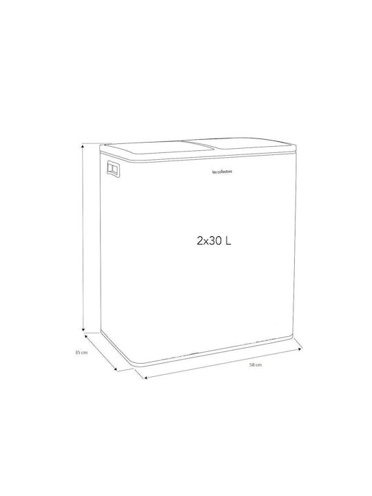 HKoenig Coș De Gunoi De Reciclare Din Oțel Inoxidabil Cu Pedală Argintiu 58.5x61.5x30.5cm