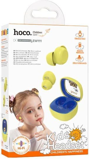 Hoco EW111 Kids In-ear Bluetooth Handsfree Ακουστικά με Θήκη Φόρτισης Κίτρινα