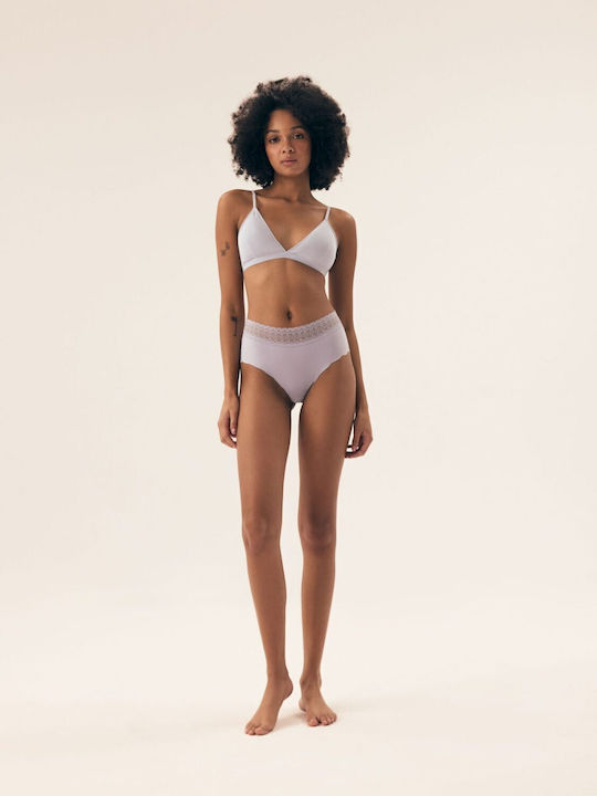 Polly 2 Βαμβακερά High Waist Women's Slip 2Pack Seamless with Lace White