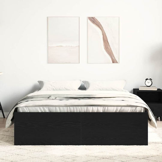 Vidaxl Bettgestell ohne Matratze Schwarz Eiche 120x200cm Holz 1 Stück Einzel Braun