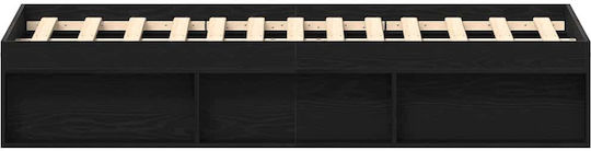 Vidaxl Bettgestell ohne Matratze Schwarz Eiche 120x200cm Holz 1 Stück Einzel Braun