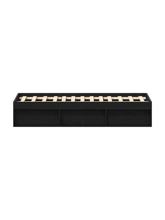 Cadru de Pat Vidaxl Fără Saltea Stejar Negru 140x190cm 1 Bucată Single Maro