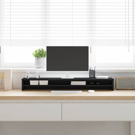 vidaXL Desktop Stand Monitor Black Oak (862419)