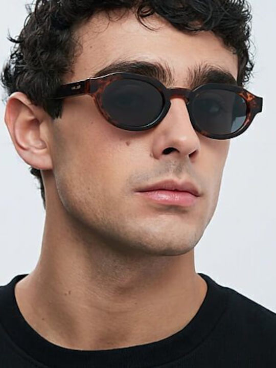 Meller Tuma Unisex Sunglasses with Brown Plastic Frame and Green Polarized Lens