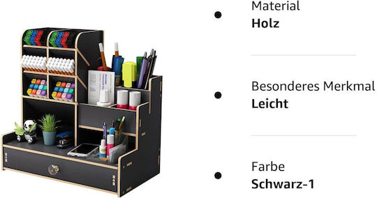 Lemnos Organizator de birou Konamo în Culoare Negru 25x5x15cm