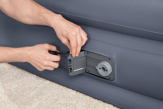 Bestway Double Camping Air Mattress With Integrated Electric Pump 203x152x51cm Blue