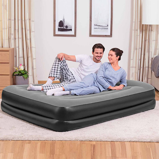 Bestway Inflatable Double Air Mattress with Integrated Electric Pump 203x152x46cm Grey