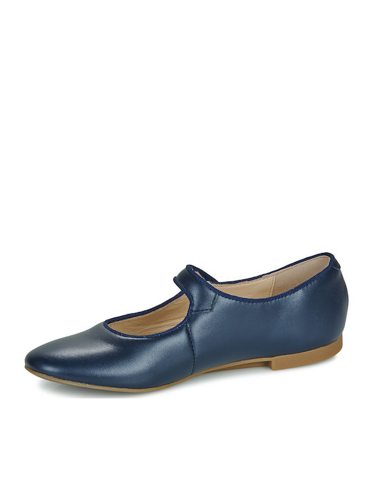 Παιδικές Μπαλαρίνες mit Bügel- und Schleifenverschluss Leder Blau
