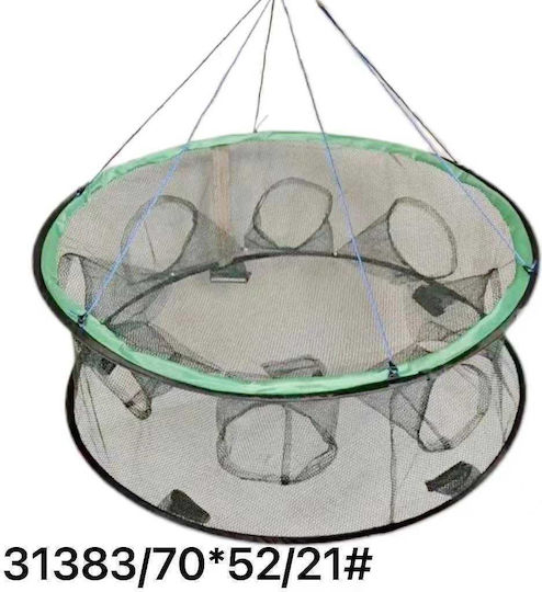 Foldable Mesh Baits Trap Foldable Fishing Trap with 21 Entries 70x52cm
