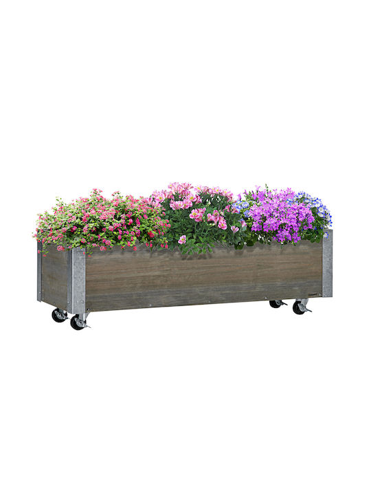 Outsunny Planter Box Wooden Grey 96x30.6x30cm.
