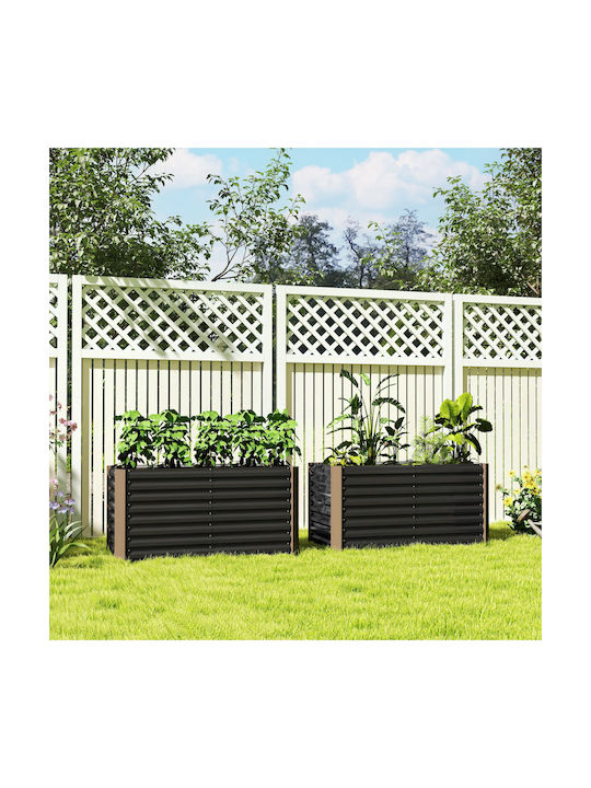 Outsunny Set 2 Planters Metal Dark Grey