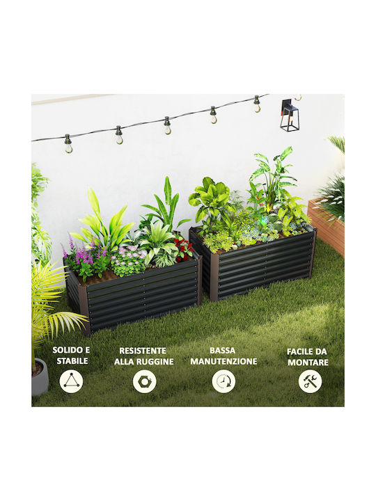 Outsunny Set 2 Planters Metal Dark Grey