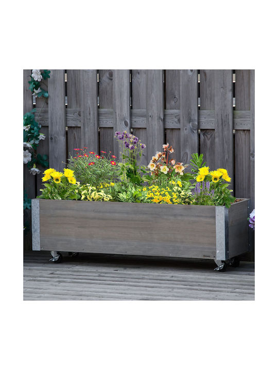 Outsunny Planter Box Wooden Grey 96x30.6x30cm.