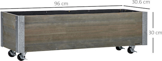 Outsunny Planter Box Lemn Gri 96x30.6x30cm.