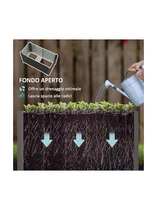 Outsunny Set 2 Planters Metal Dark Grey