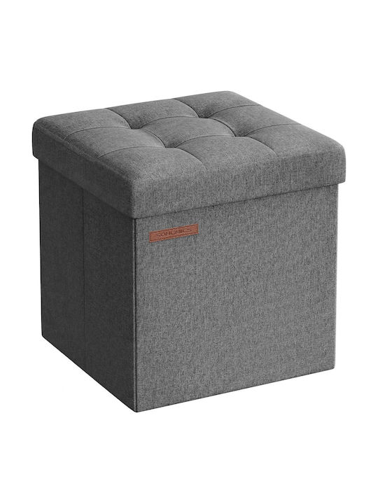 Stool Footstool With Storage Space Upholstered with Fabric Dark Grey 30x30x30cm