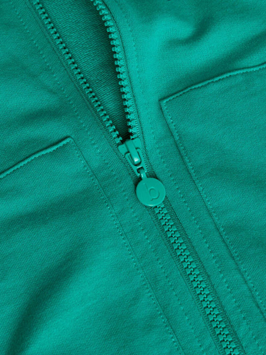 Kinderstrickjacke Baumwolle mit Kapuze Eukalyptus